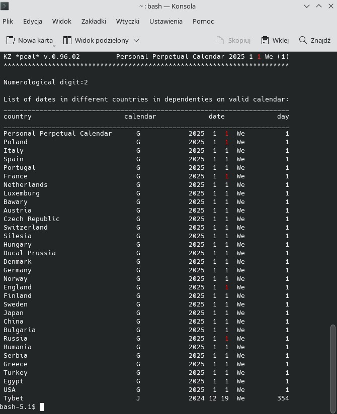 pcal date on terminal
